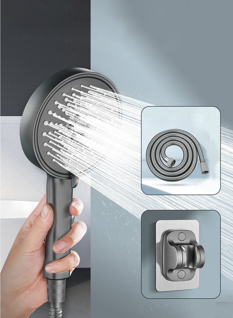 بيروي ارتفاع ضغط دش رئيس مجموعة ، وتوفير المياه دش المحمولة ، 5 أنواع من جت ، من ناحية عقد ، مناسبة لحوض الاستحمام ومنتجع صحي ، والحديث مربع عقد اليد دش رئيس - Image 1