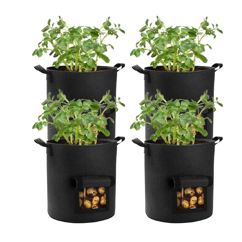 Lyincat 4 Pack 10 Gallon Potato Grow Bags with Flap and Handles, Heavy Duty Fabric Pots for Planting Potato,Carrots - Image 1
