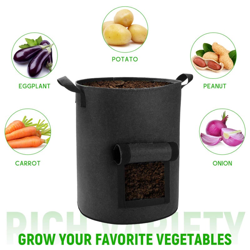 Lyincat 4 Pack 10 Gallon Potato Grow Bags with Flap and Handles, Heavy Duty Fabric Pots for Planting Potato,Carrots - Image 5