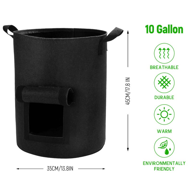 Lyincat 4 Pack 10 Gallon Potato Grow Bags with Flap and Handles, Heavy Duty Fabric Pots for Planting Potato,Carrots - Image 2
