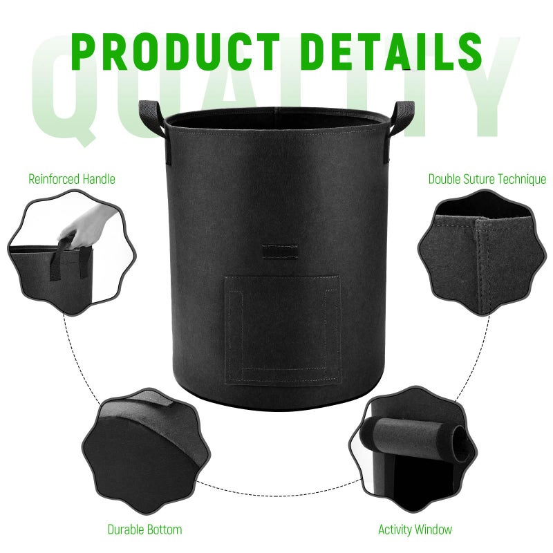 Lyincat 4 Pack 10 Gallon Potato Grow Bags with Flap and Handles, Heavy Duty Fabric Pots for Planting Potato,Carrots - Image 3