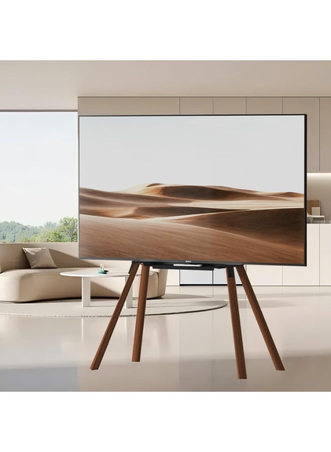 Anvanke Modern TV Stand for Up to 70 Inch Flat Screen TVs, Minimalist Beech Wood & Metal Frame Television Console with Open Shelf Storage, Home Entertainment Media Center（black） - Image 3