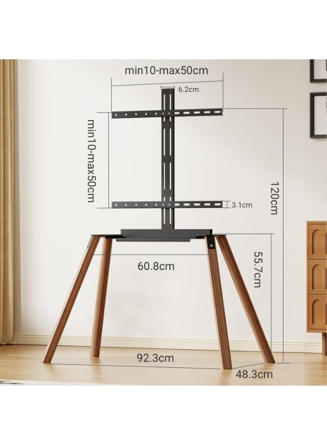 Anvanke Modern TV Stand for Up to 70 Inch Flat Screen TVs, Minimalist Beech Wood & Metal Frame Television Console with Open Shelf Storage, Home Entertainment Media Center（black） - Image 2