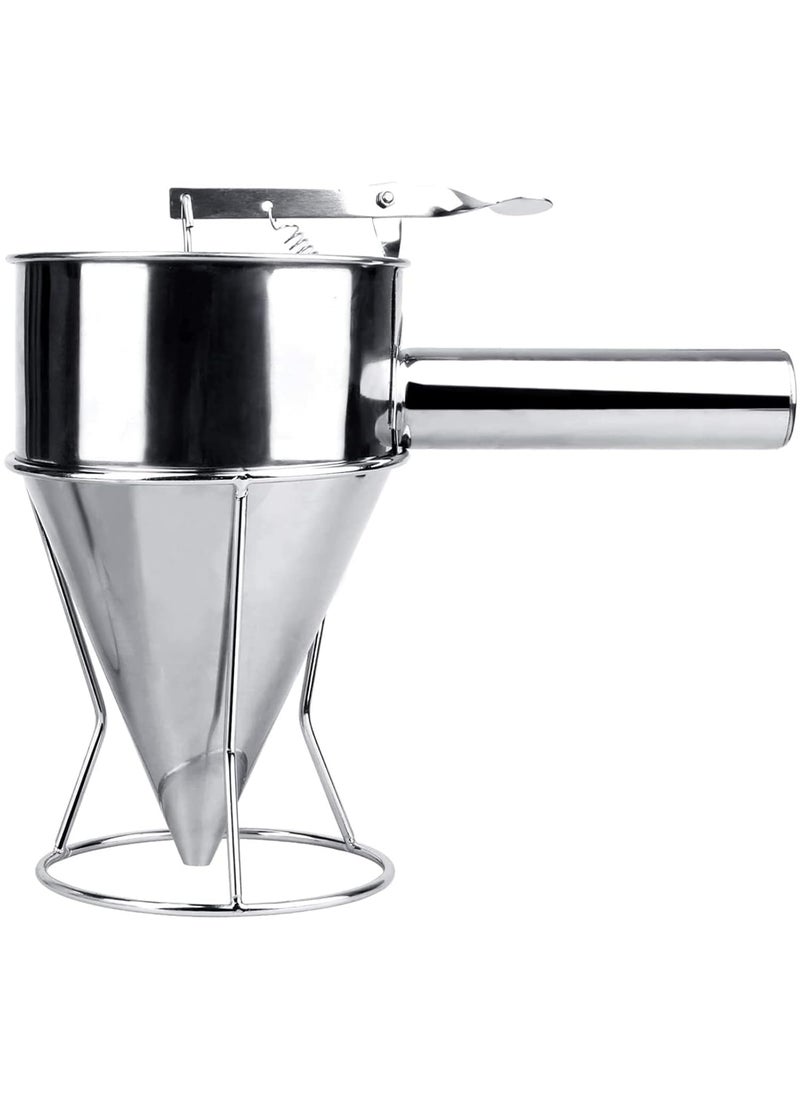 black sparrow black sparrow Pancake Dispenser Steel Pancake Maker Batter Dispenser Funnel Dispenser with Stand for Takoyaki and Baking Pan cake  - Image 1