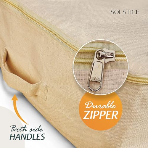 SOLSTICE Cotton Canvas Clothes Storage Bags/Saree Covers with Zip for Storage Specially Design for Woman Dresses, Sarees, Lehengas for Wardrobe Organizer (17 x 14 x 7 Inch) (3) - Image 4