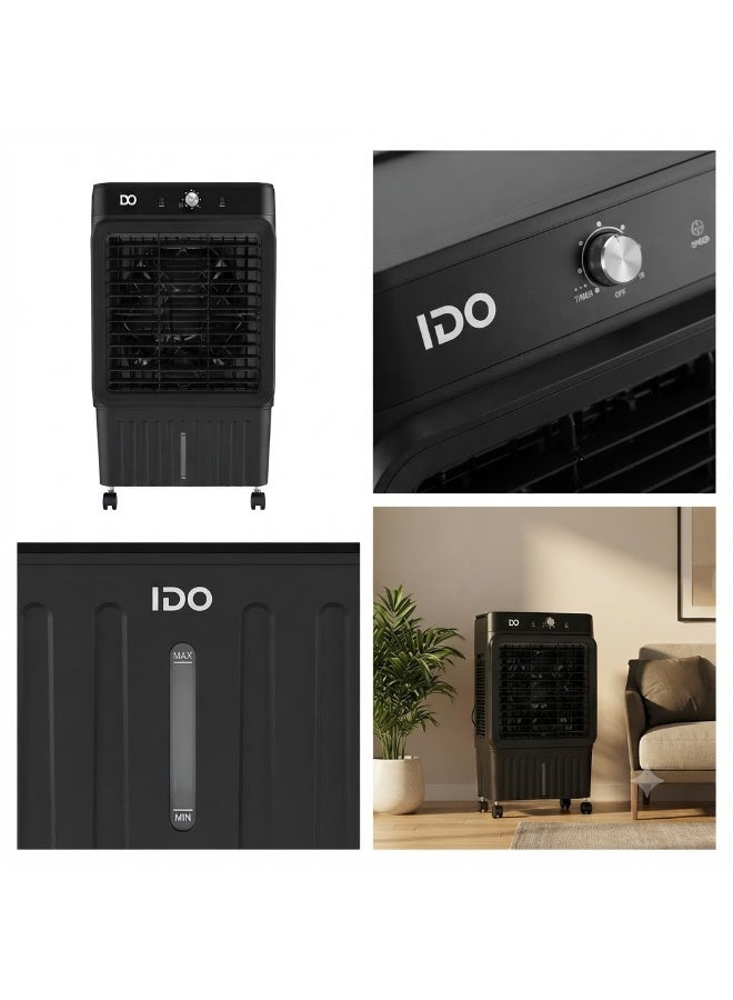 ido Evaporative Air Cooler 110L, 420W, 3 Speeds, 4 Freon Gel Packs - Black - Model AC110L-BK - Image 4