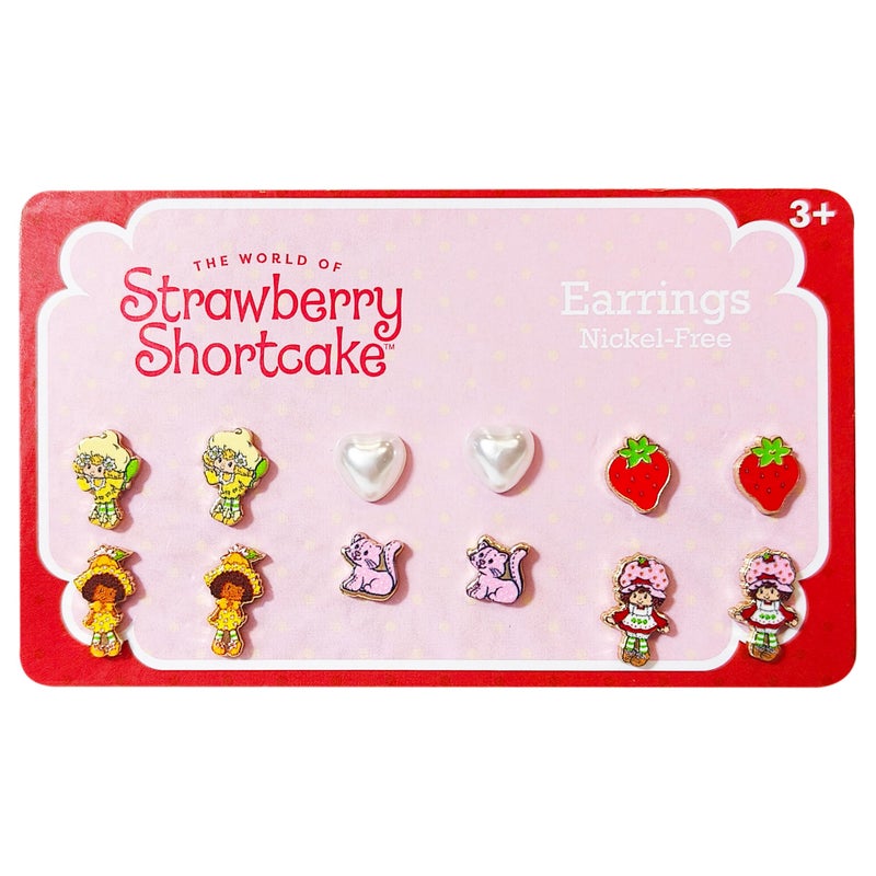 LUV HER The World of Strawberry Shortcake Hypoallergenic Earrings for Girls Ages 4 Safe Stud Styles Jewelry Gift for Sensitive Ears Cartoon Lovers 6 Pairs - Image 2
