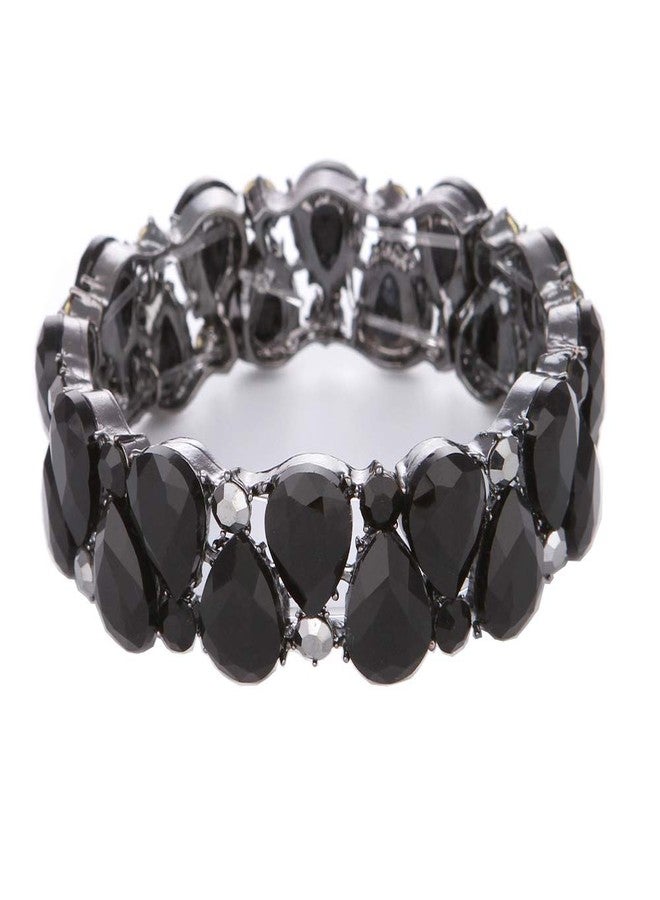 مولي سوار مولي يوفير للعرائس، مرصع بكريستال نمساوي، بتصميم عقدة دمعة مطاطية، مناسب لحفلات الزفاف (أسود) - Image 1