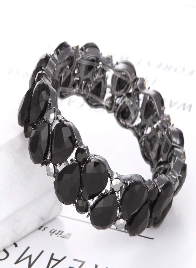 مولي سوار مولي يوفير للعرائس، مرصع بكريستال نمساوي، بتصميم عقدة دمعة مطاطية، مناسب لحفلات الزفاف (أسود) - Image 4