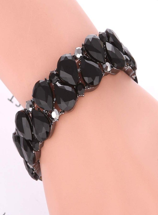 مولي سوار مولي يوفير للعرائس، مرصع بكريستال نمساوي، بتصميم عقدة دمعة مطاطية، مناسب لحفلات الزفاف (أسود) - Image 3