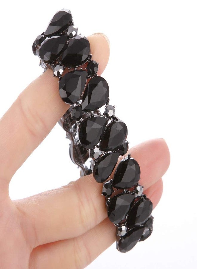 مولي سوار مولي يوفير للعرائس، مرصع بكريستال نمساوي، بتصميم عقدة دمعة مطاطية، مناسب لحفلات الزفاف (أسود) - Image 5