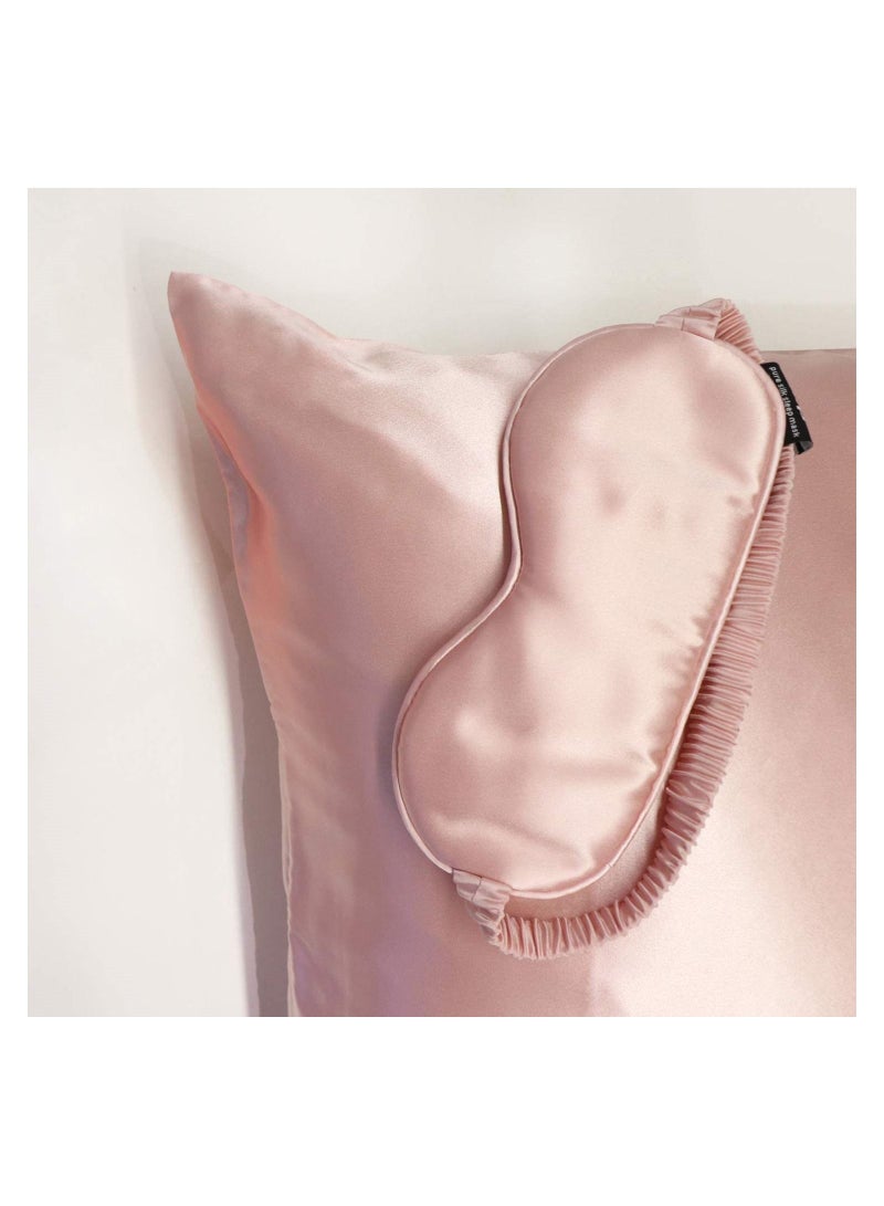 KHAJUL Slip Silk Sleep Mask 100% Pure Mulberry 22 Silk Eye Mask Comfortable Sleeping Mask with Elastic Band Pure Silk Filler and Internal Liner Pink - Image 3