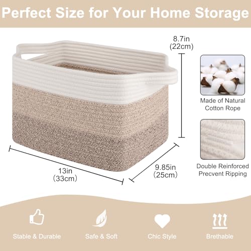 OIASKET Storage Baskets for Organizing Woven Baskets for Shelves Rectangle Decorative Organizer for Storage Clothes Toy Books Towels Nursery Bins 3 Pack Gradient Yellow 13x985x87 - Image 3