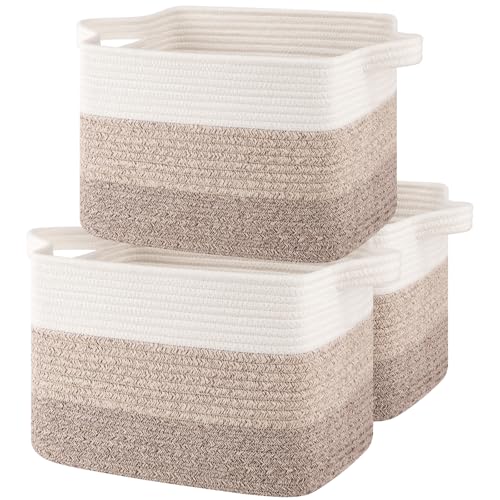 OIASKET Storage Baskets for Organizing Woven Baskets for Shelves Rectangle Decorative Organizer for Storage Clothes Toy Books Towels Nursery Bins 3 Pack Gradient Yellow 13x985x87 - Image 1