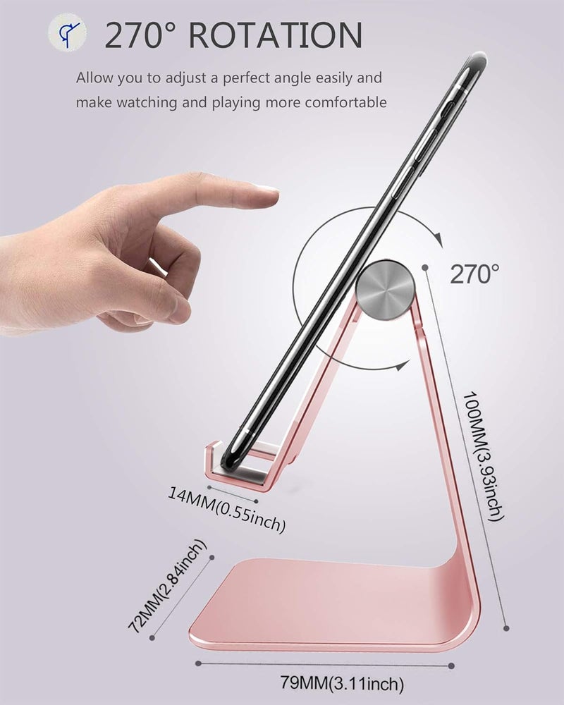 CreaDream Adjustable Cell Phone Stand, Phone Stand, Cradle, Dock, Holder, Aluminum Desktop Stand Compatible with Phone 16 15 14 13 12 11 Pro Max Plus SE, Accessories Desk, All Mobile Phones-Rose Gold - Image 3
