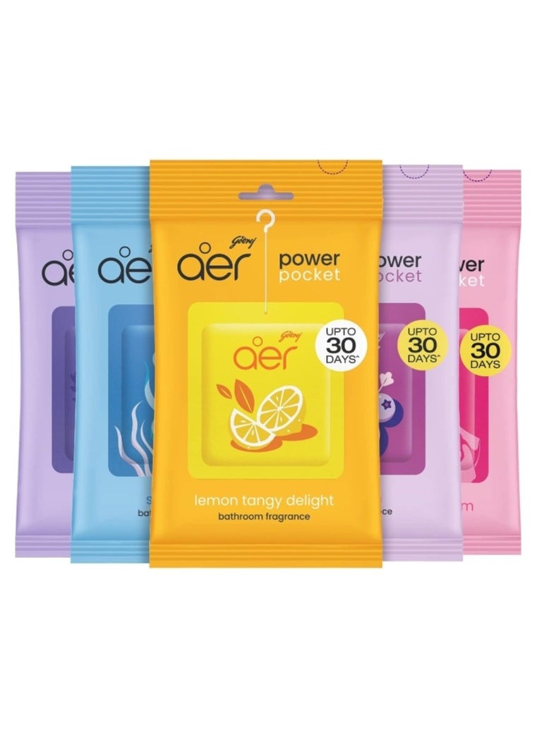 Godrej Aer - Aer Power Pocket Air Freshener Bathroom and Toilet Lasts Up To 30 Days 10g Pack Of 5 - Image 1