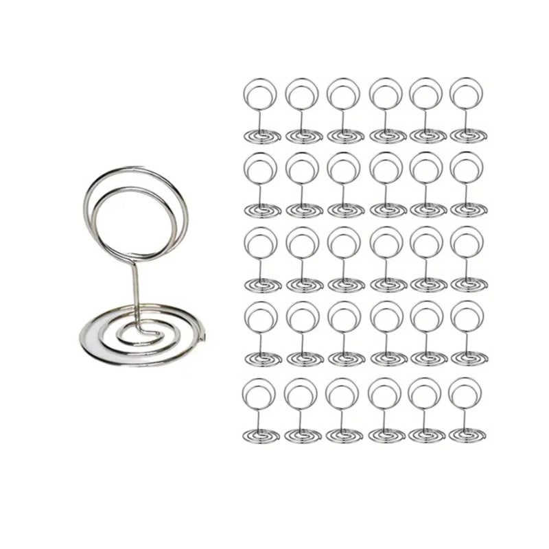 Gold Table Number Holders 30 Pack: Small Metal Wire Photo Card Stands for Wedding Reception Centerpiece Party Display - Image 1