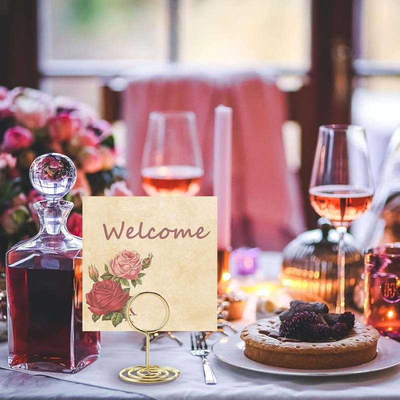 Gold Table Number Holders 30 Pack: Small Metal Wire Photo Card Stands for Wedding Reception Centerpiece Party Display - Image 4