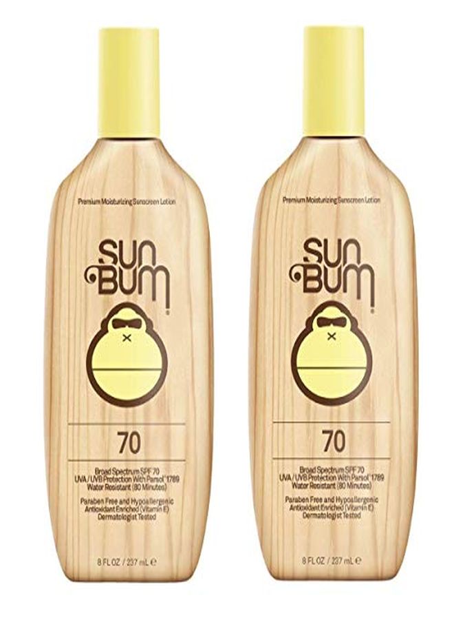Sun Bum واقي شمس أصلي SPF 70 لوشن | نباتي وصديق للشعب المرجانية (خالي من أوكتينوكسات وأوكسيد بنزونات) واقي شمس مرطب واسع الطيف للأشعة فوق البنفسجية UVA/UVB مع فيتامين E | 8 أونصات | عبوتان - Image 1
