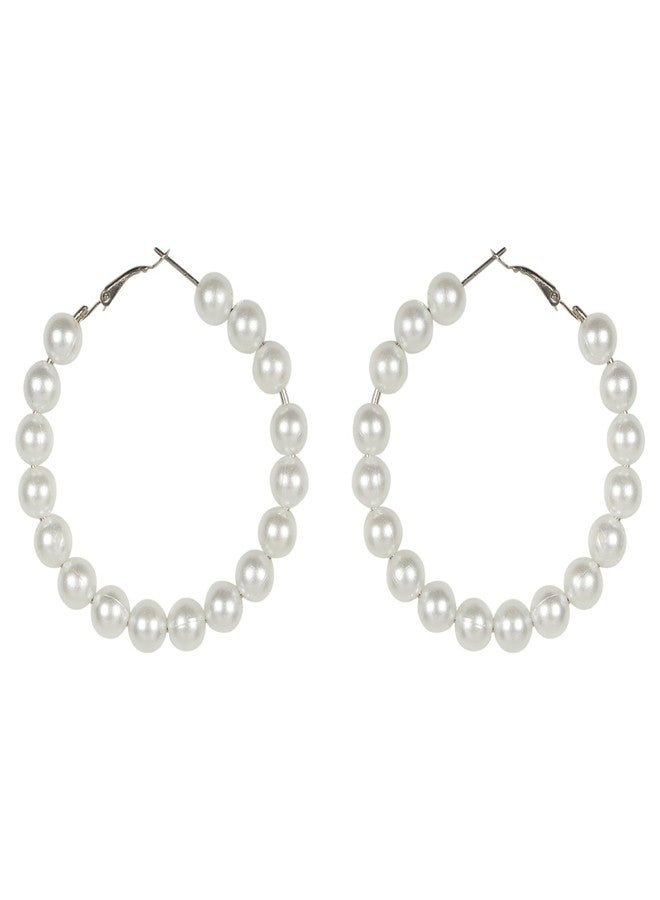 Nirvani Attractive Pearl beads Hoop Earring for women and girl's - Image 1