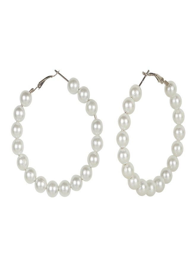 Nirvani Attractive Pearl beads Hoop Earring for women and girl's - Image 2