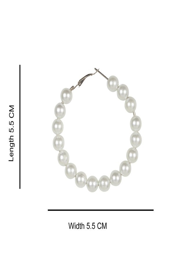 Nirvani Attractive Pearl beads Hoop Earring for women and girl's - Image 3