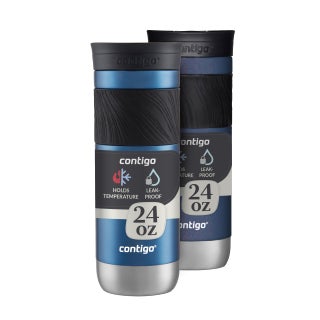 Contigo Contigo SNAPSEAL Insulated Stainless Steel Travel Mug with Grip  20oz Blue Corn Transparent Satin Midnight Berry | Best Price Qatar | Doha