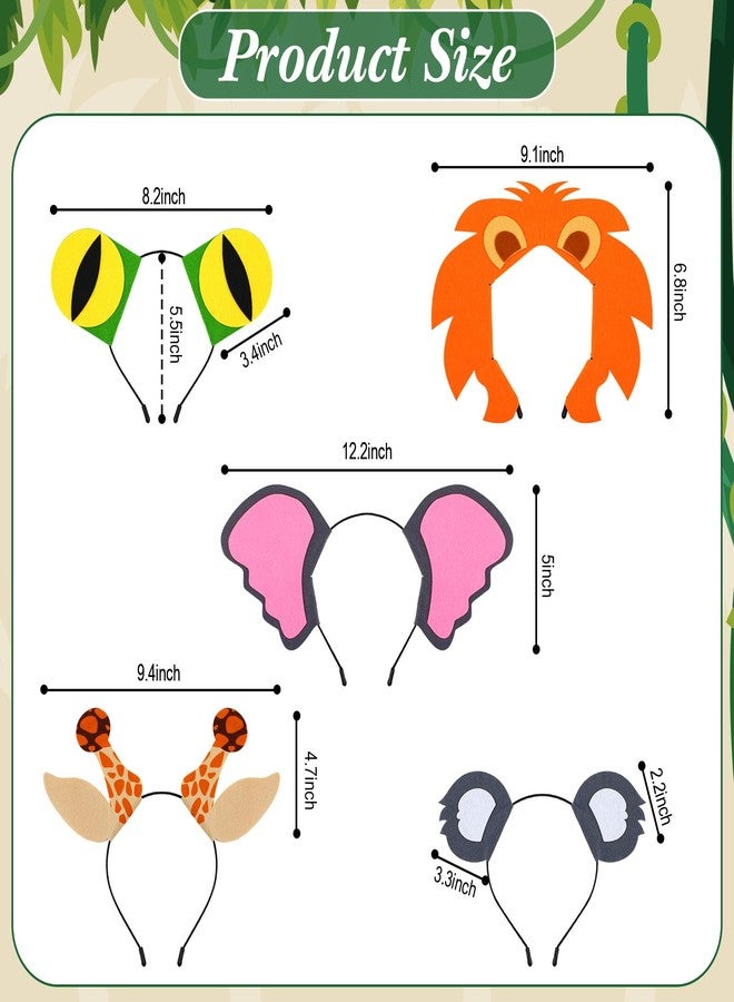 Kigeli 30 Pcs Jungle Animal Safari Ears Headbands for Hair Hoops Photo Booth Props One Birthday Halloween Favors(Animals) - Image 2