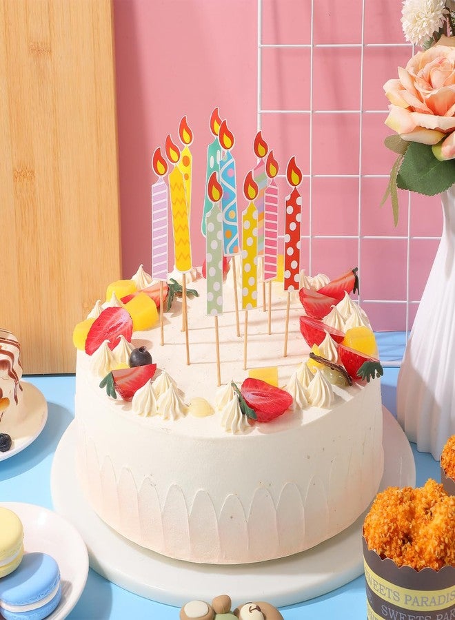 Hemoton 40pcs Happy Birthday Cake Toppers Decorations Paper Birthday Candles Prop DIY Cupcake Cake Decor for Men Women Wedding Anniversary - Image 5
