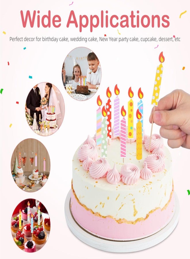 Hemoton 40pcs Happy Birthday Cake Toppers Decorations Paper Birthday Candles Prop DIY Cupcake Cake Decor for Men Women Wedding Anniversary - Image 4