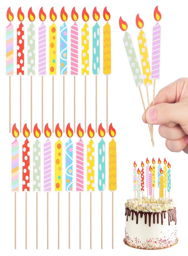 Hemoton 40pcs Happy Birthday Cake Toppers Decorations Paper Birthday Candles Prop DIY Cupcake Cake Decor for Men Women Wedding Anniversary - Image 1