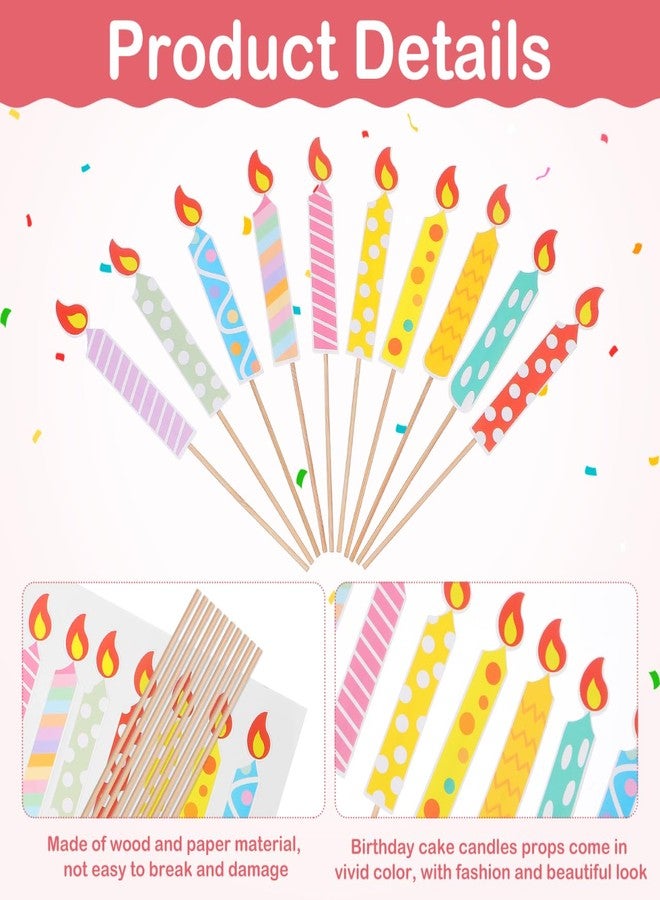 Hemoton 40pcs Happy Birthday Cake Toppers Decorations Paper Birthday Candles Prop DIY Cupcake Cake Decor for Men Women Wedding Anniversary - Image 2