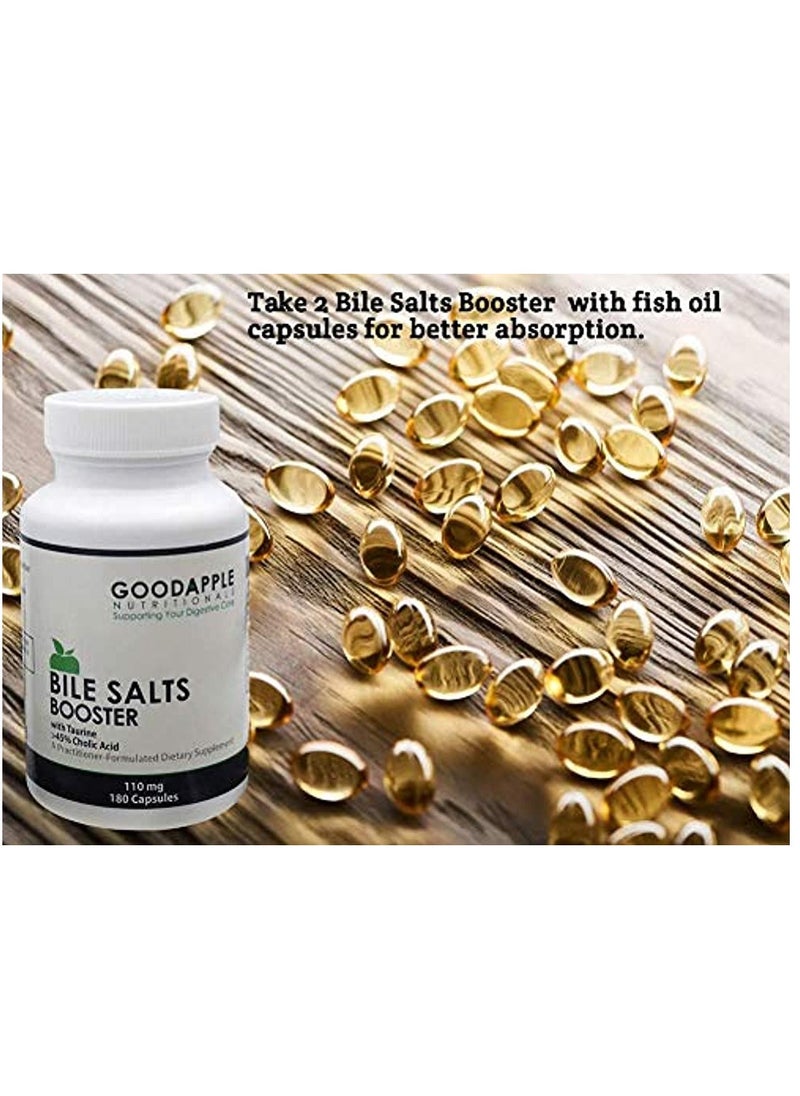 GoodApple Nutritionals - Bile Salts Booster Supports Gallbladder/No Gallbladder Ox Bile & Taurine Gallbladder Supplement Gas & Bloating Disgestive Aid especially fats 180 Capsules - 110 mg - Image 1