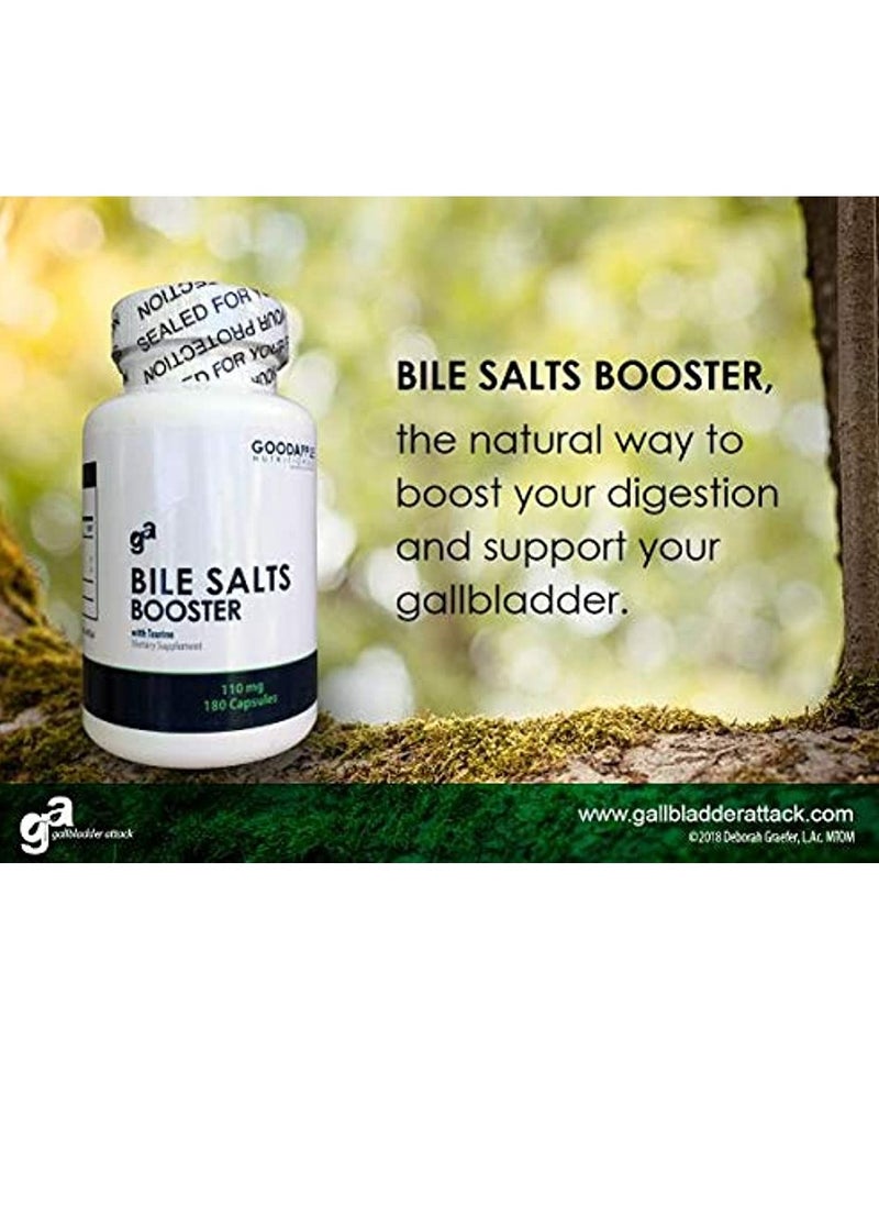 GoodApple Nutritionals - Bile Salts Booster Supports Gallbladder/No Gallbladder Ox Bile & Taurine Gallbladder Supplement Gas & Bloating Disgestive Aid especially fats 180 Capsules - 110 mg - Image 1