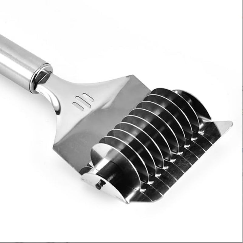 FASHRAMP FASHRAMP High Grade Stainless Steel Noodle Lattice Roller Dough Cutter for Kitchen Cooking Tools 9 Slices Wheels Side by Side Not only Cut Noodles but Also Cut Parsley Garlic and Other Vegetables  - Image 4