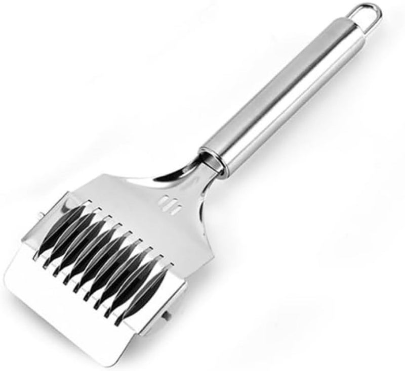 FASHRAMP FASHRAMP High Grade Stainless Steel Noodle Lattice Roller Dough Cutter for Kitchen Cooking Tools 9 Slices Wheels Side by Side Not only Cut Noodles but Also Cut Parsley Garlic and Other Vegetables  - Image 2