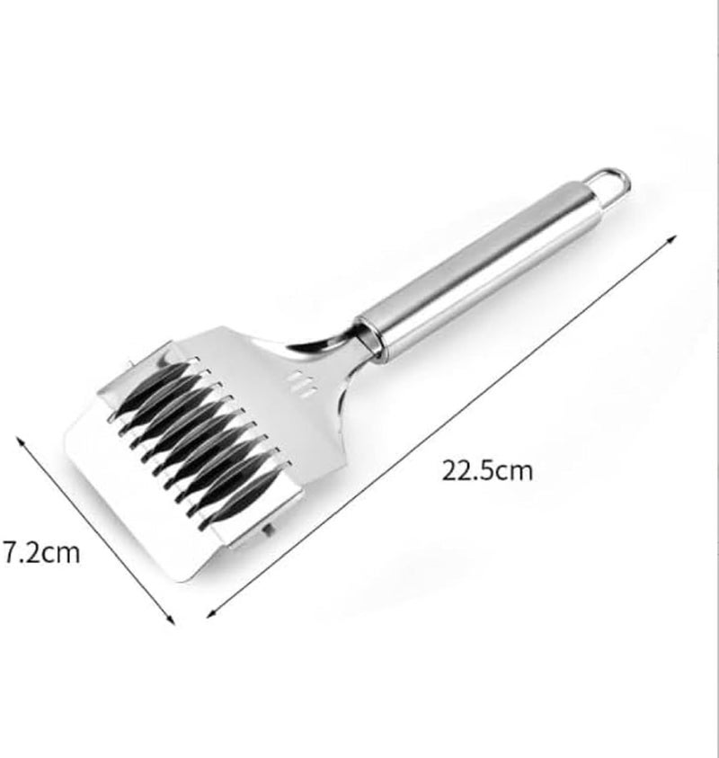 FASHRAMP FASHRAMP High Grade Stainless Steel Noodle Lattice Roller Dough Cutter for Kitchen Cooking Tools 9 Slices Wheels Side by Side Not only Cut Noodles but Also Cut Parsley Garlic and Other Vegetables  - Image 3