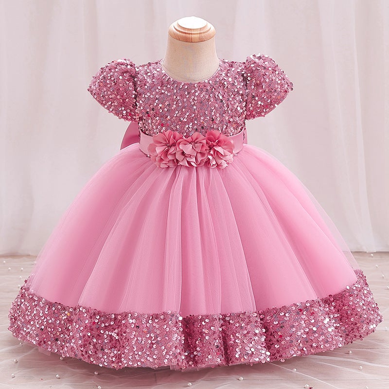 Children'S One-Year-Old Dress Summer Baby Girl Princess Dress Flower Girl High-End Baby Birthday Banquet Fluffy Dress - Image 2