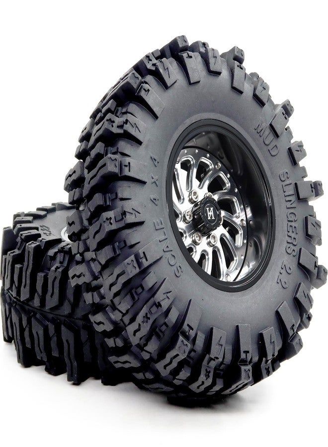 hobbysoul مجموعة عجلات وإطارات HOBBYSOUL 2.2 Beadlock، إطارات Mud Slingers مقاس 2.2 بارتفاع 124 مم وحواف عجلات قابلة للتعديل مقاس 2.2 لسيارات التحكم عن بعد بمقياس 1/10 من طراز Everest 10 وSCX10 وCapra وWraith، HS701583 - Image 3