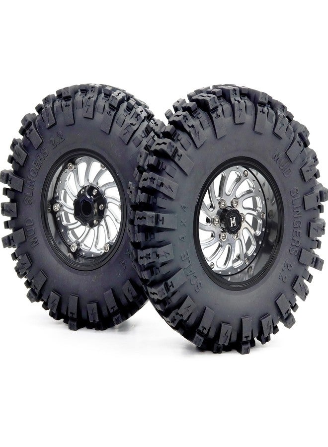 hobbysoul مجموعة عجلات وإطارات HOBBYSOUL 2.2 Beadlock، إطارات Mud Slingers مقاس 2.2 بارتفاع 124 مم وحواف عجلات قابلة للتعديل مقاس 2.2 لسيارات التحكم عن بعد بمقياس 1/10 من طراز Everest 10 وSCX10 وCapra وWraith، HS701583 - Image 4