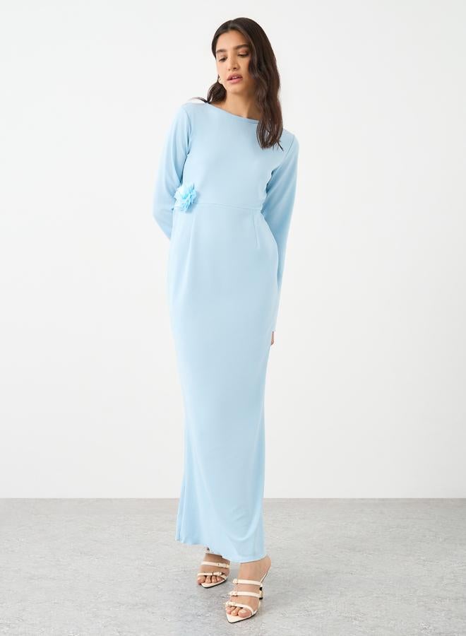 تايك تو فستان ماكسي بأكمام طويلة وزخرفة زهور منسوجة - Image 2