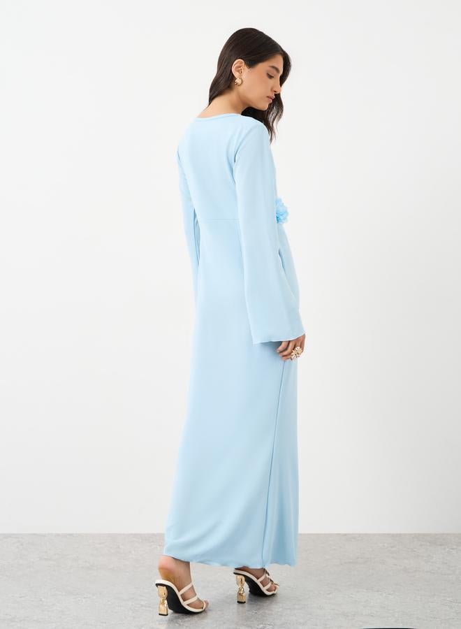 تايك تو فستان ماكسي بأكمام طويلة وزخرفة زهور منسوجة - Image 5