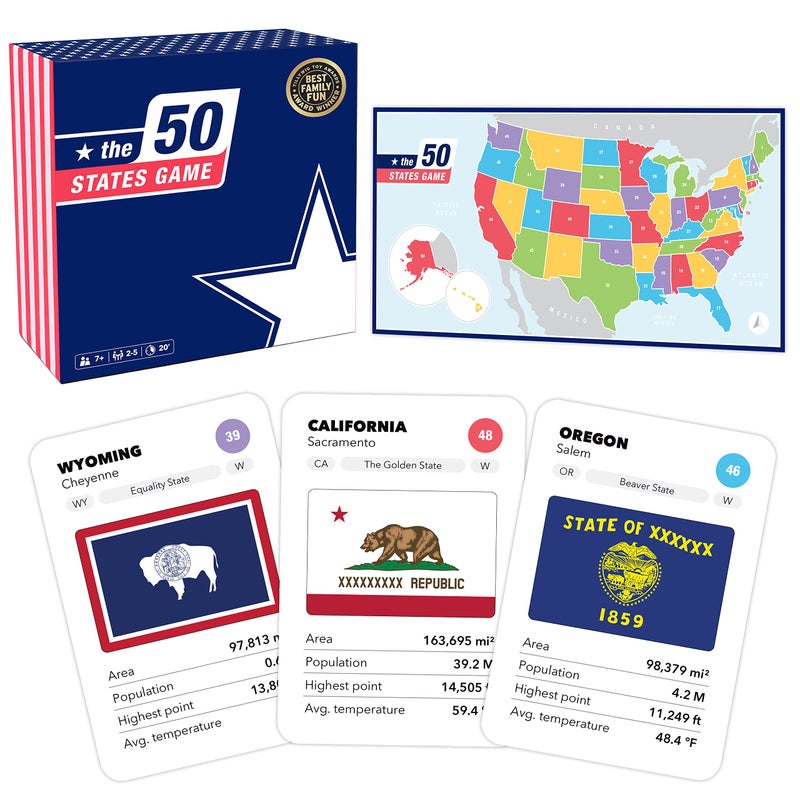 The World Game The 50 States Game - US Geography Board Game - Educational Game for Kids & Adults - Fun Learning for Teenage Boys & Girls - Image 1