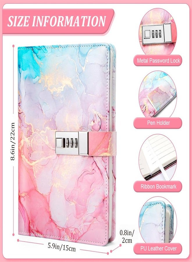 Climberty® Aesthetic Diary with Lock for Girls, Soft PU Leather Journal Notebook with Ribbon Bookmark, Metal Bookmark, Bracelet, Pencil Pouch, Diamond Pen, Gift Set for Women, 192 Pages A5 Size - Image 2