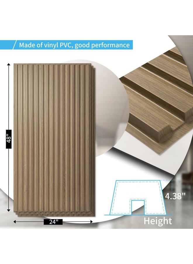Art3d 6-Pack Slat Design 3D Wall Panels for Interior Wall Decor, 2x4 FT PVC Decorative Drop Ceiling Tiles - Walnut - Image 4