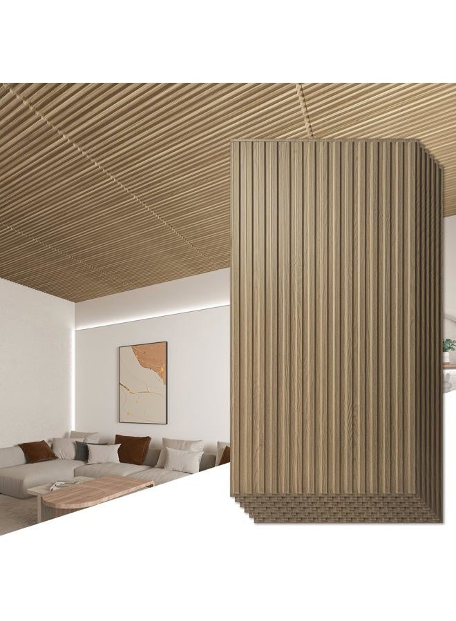 Art3d 6-Pack Slat Design 3D Wall Panels for Interior Wall Decor, 2x4 FT PVC Decorative Drop Ceiling Tiles - Walnut - Image 1
