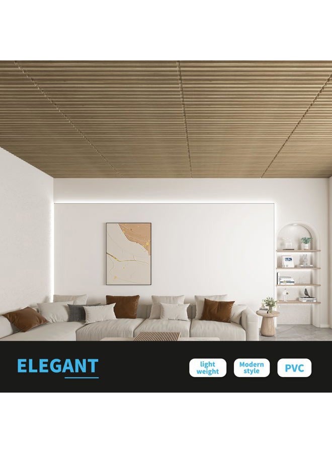 Art3d 6-Pack Slat Design 3D Wall Panels for Interior Wall Decor, 2x4 FT PVC Decorative Drop Ceiling Tiles - Walnut - Image 3