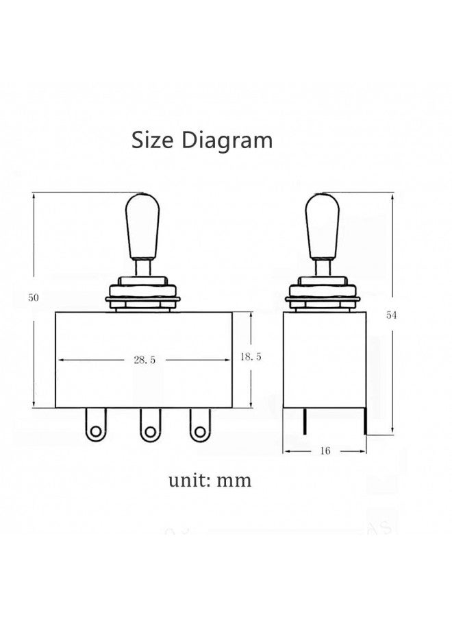 JD.Moon Metal Electric Guitar 3 Way Box Toggle Switch for Les Paul with Brass Tip (Gold) - Image 3