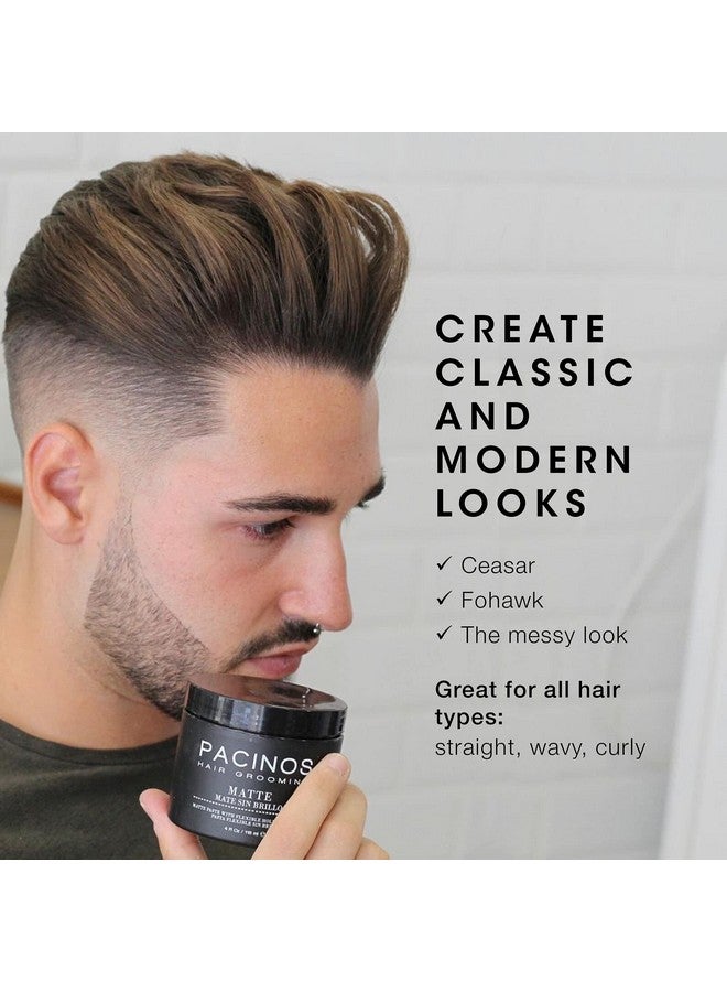 Pacinos Matte Hair Paste - Firm Hold, No Shine, Sculpting & Styling Wax, Long Lasting Definition & Texture, No Flakes, All Hair Types, 4 fl. oz. - Image 3