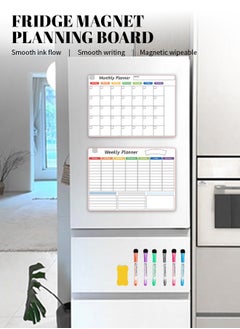Generic 3-Pack Magnetic Calendar for Refrigerator,Dry Erase Fridge Calendar Magnet Organizes,Detachable Reusable，with 6 Markers & Whiteboard Eraser,for Home Routine Planning Kids Planner Schedule Reminder  - Image 2